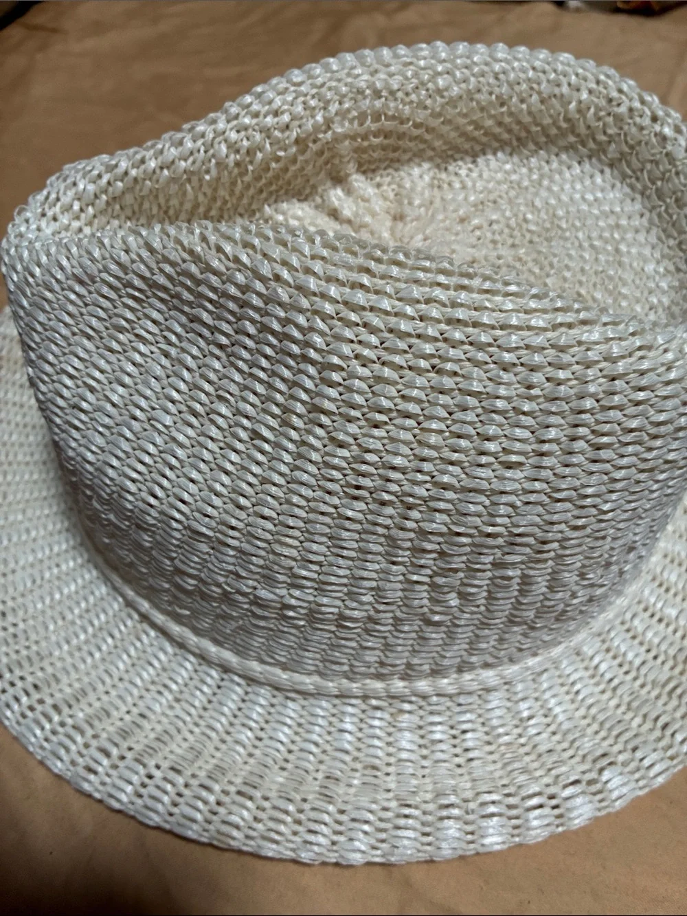 Woven Straw Fedora Hat in Off-White